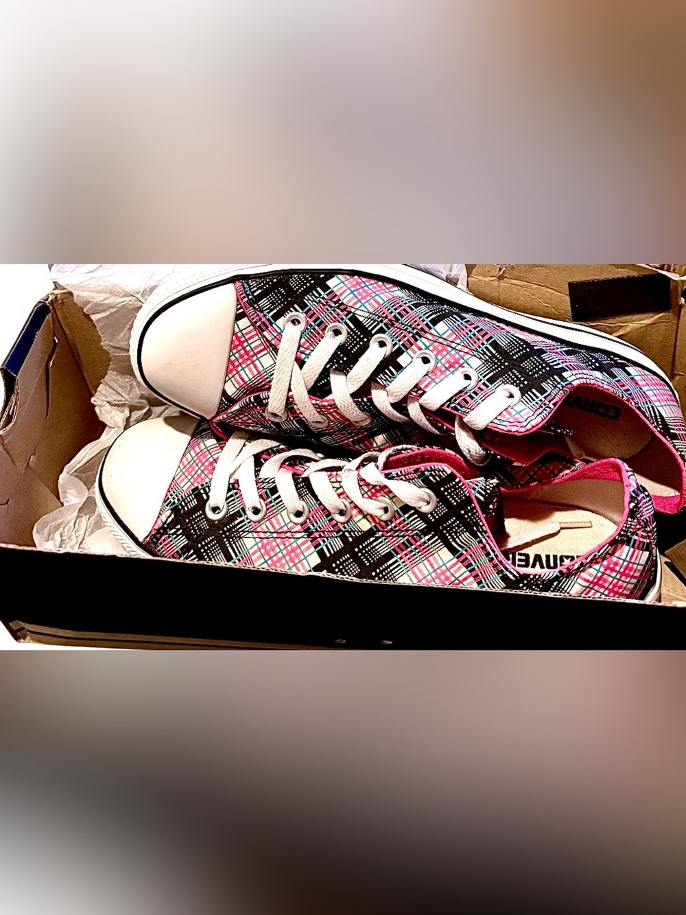 Converse Chuck Taylor Women’s All Star Plaid OX Low Top Sneakers 514111F - Picture 9 of 10